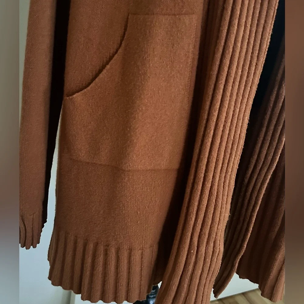 Cyrus Hooded Open Cardigan With Pockets In Saddle Color - Size XXL - Picture 3 of 5